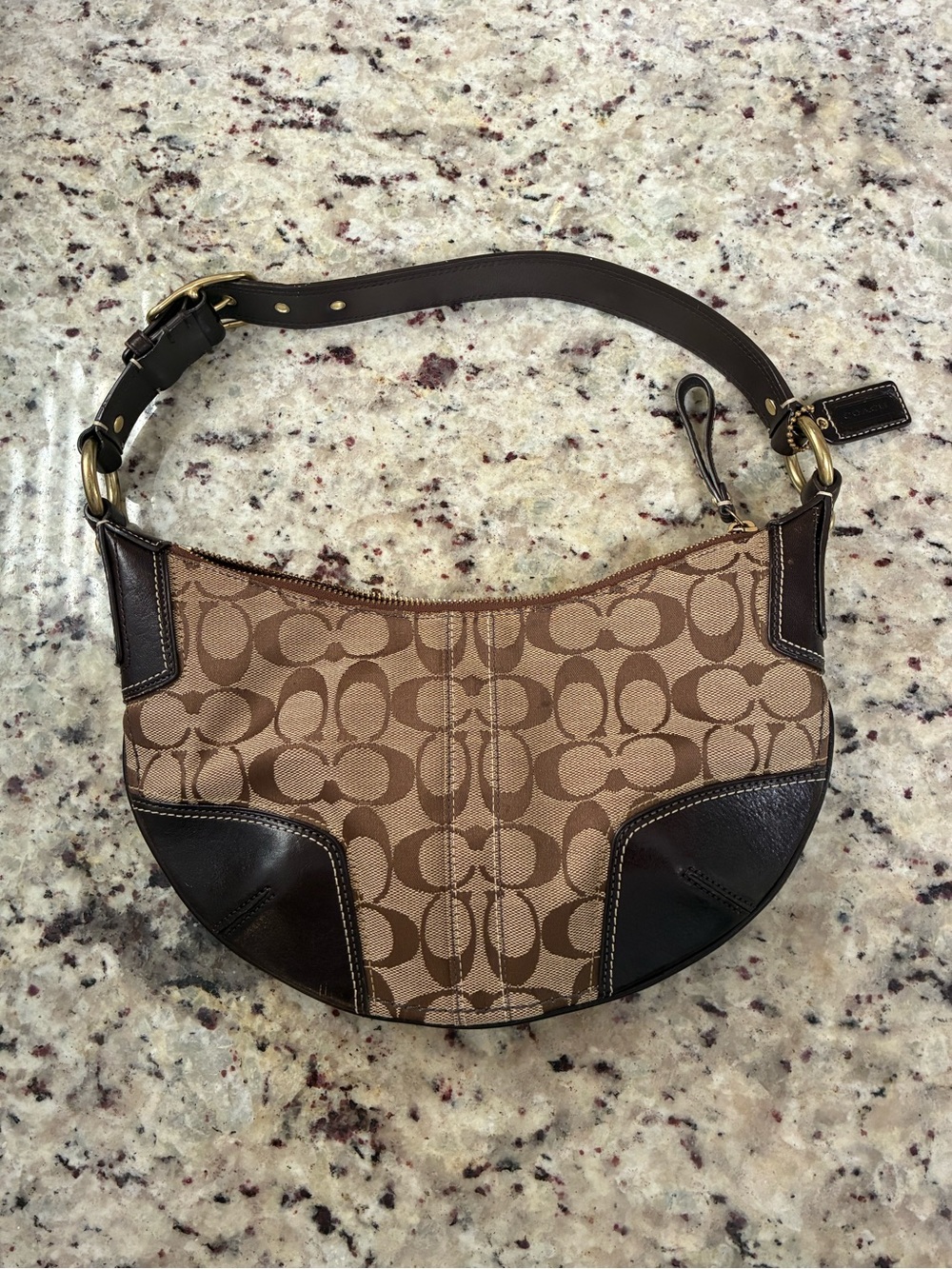 Coach vintage Y2K Signature Hobo Bag in brown monogram canvas with leather trim
